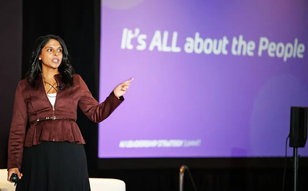 Rachini Moosavi, chief analytics officer for UNC Health, speakers at the AI Leadership Strategy Summit in Chicago on Thursday.