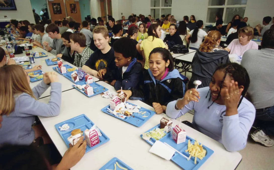 Students in a cafeteria