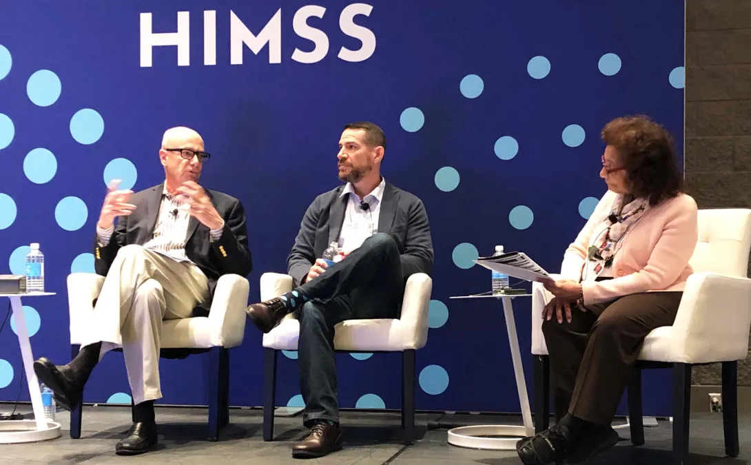 The panel on stage at HIMSS22. Photo: Susan Morse\HFN