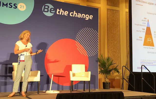 Optum Director of Research Danita Kiser, speaking at HIMSS21.