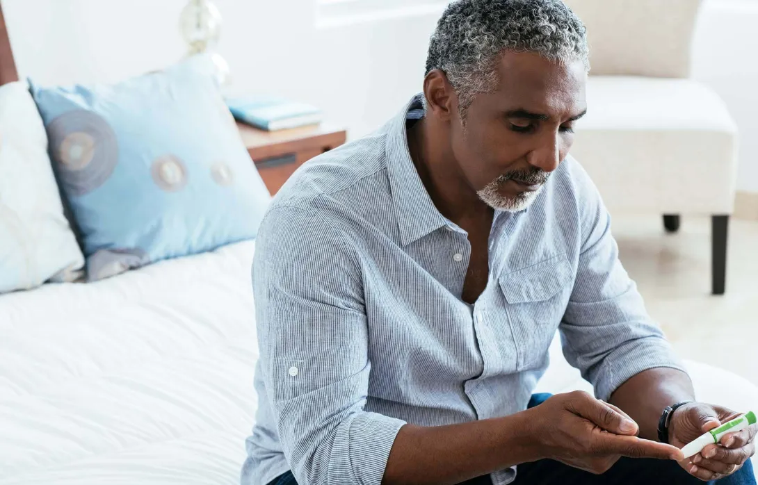 Person examining smartphone
