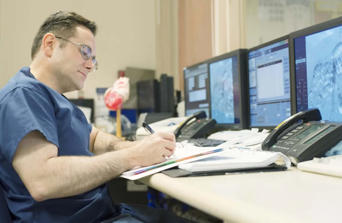 Clinician at a computer