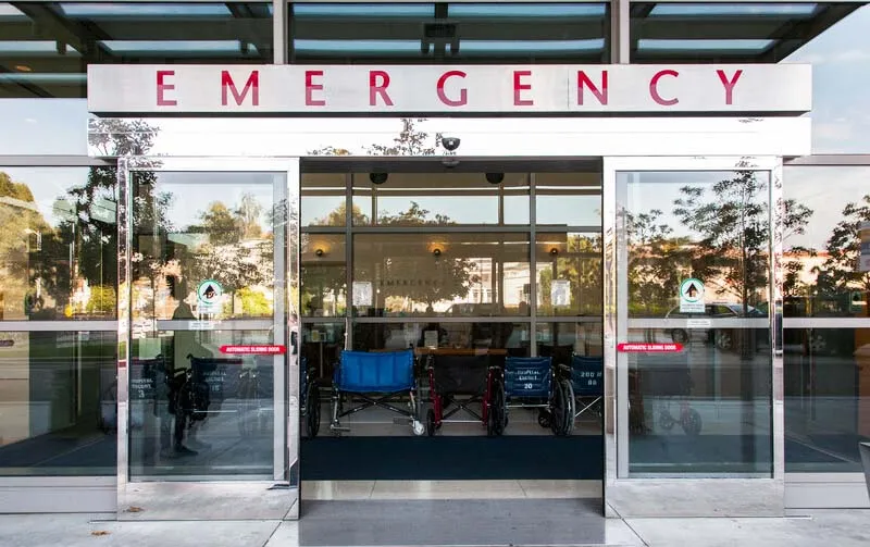 Emergency sign over entrance. Photo: Studio 642/Getty Images