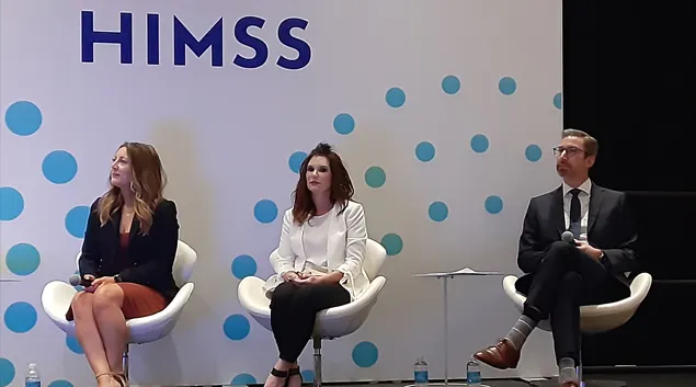 The panel on stage at HIMSS24