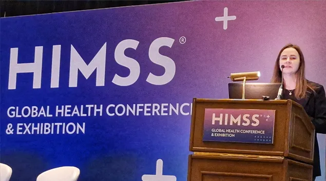 Dr. Tabitha Offutt-Powell, vice president, Public Health Data Modernization and Informatics, speaks at HIMSS25 in Las Vegas Monday.