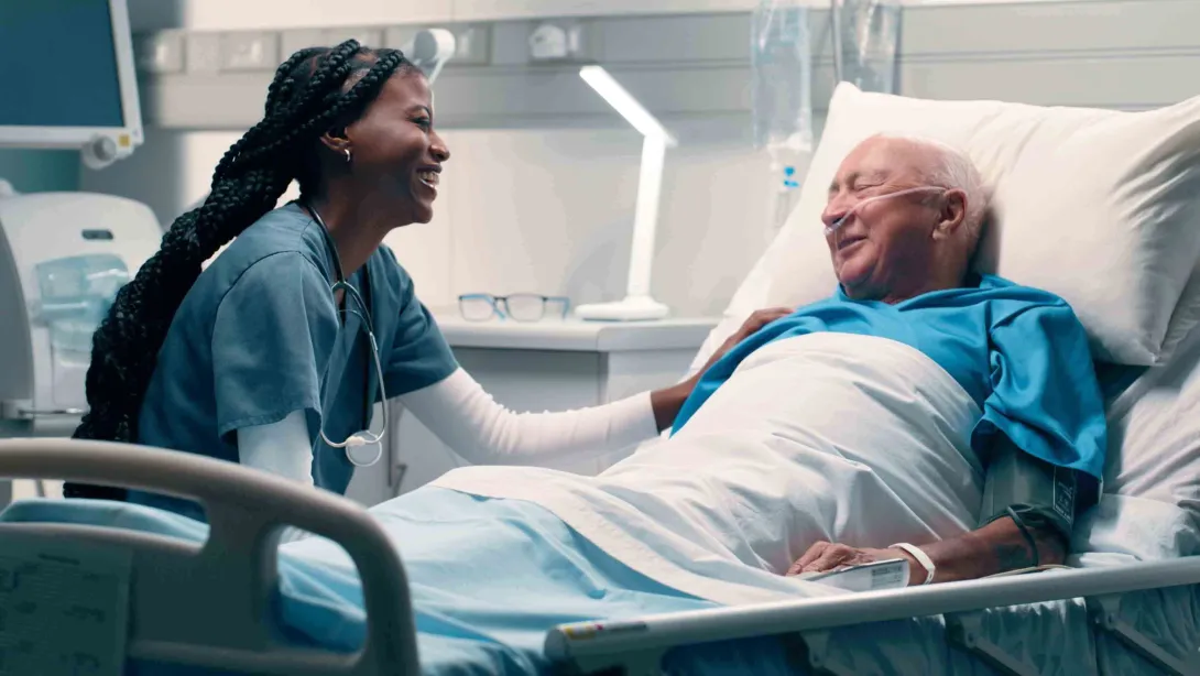 Patient in a hospital bed