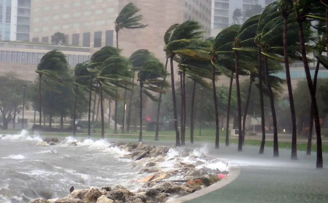 Hurricane hitting coast