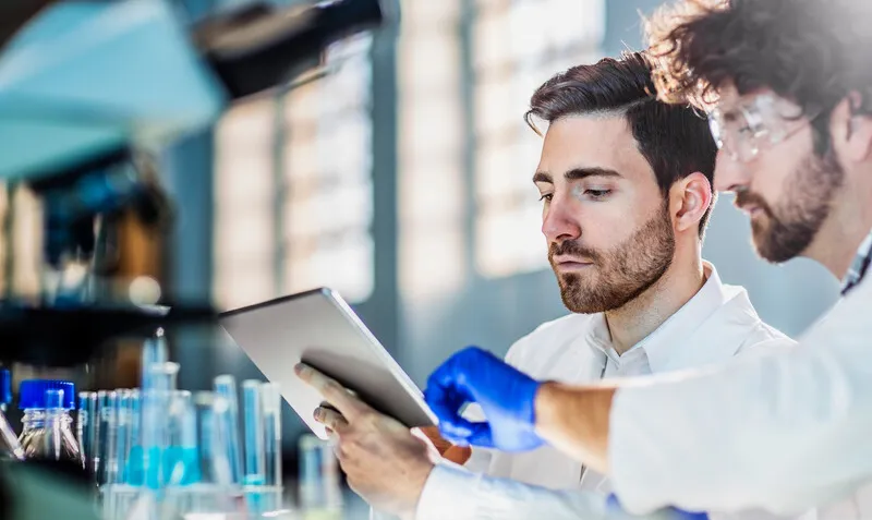 Two people working in a lab