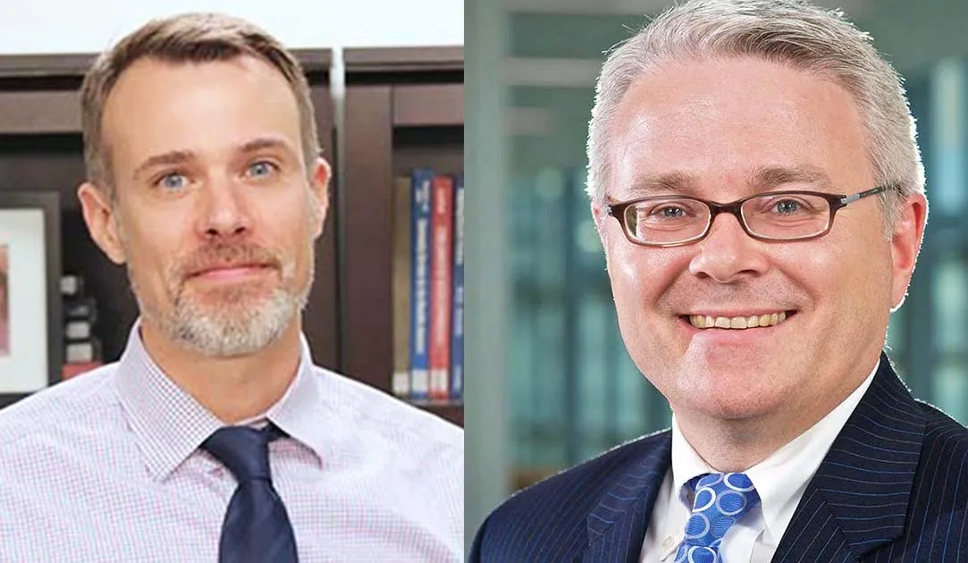 Dr. David McManus (left), chair of the Department of Medicine and Dr. Michael Gustafson, president, UMass Memorial Health. Photo courtesy of UMass Memorial Health