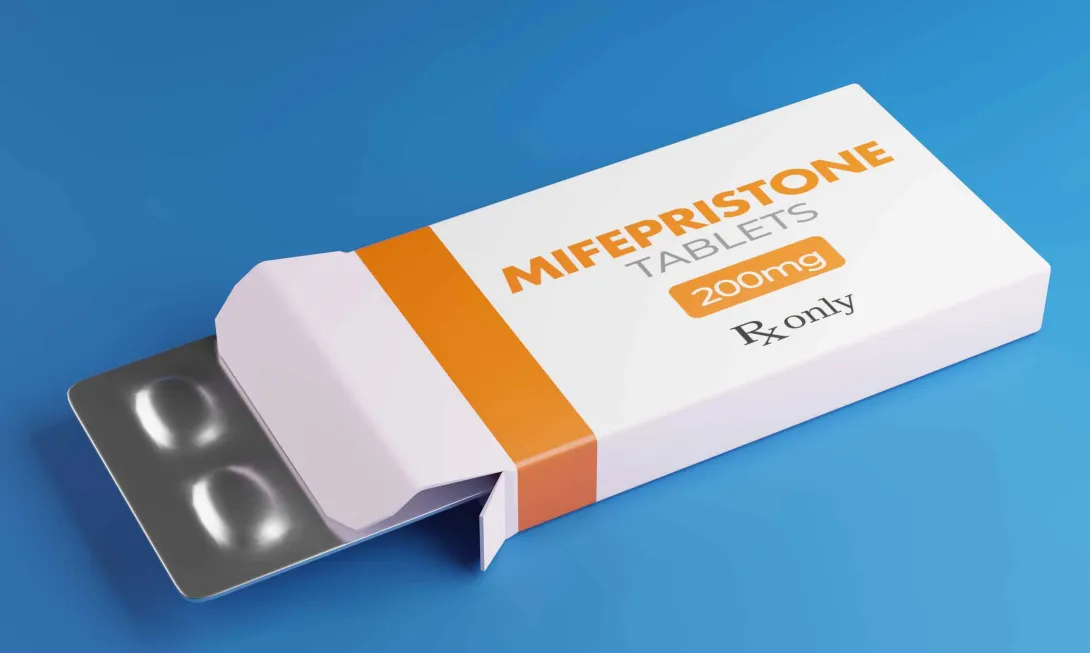 Mifepristone pills in a box