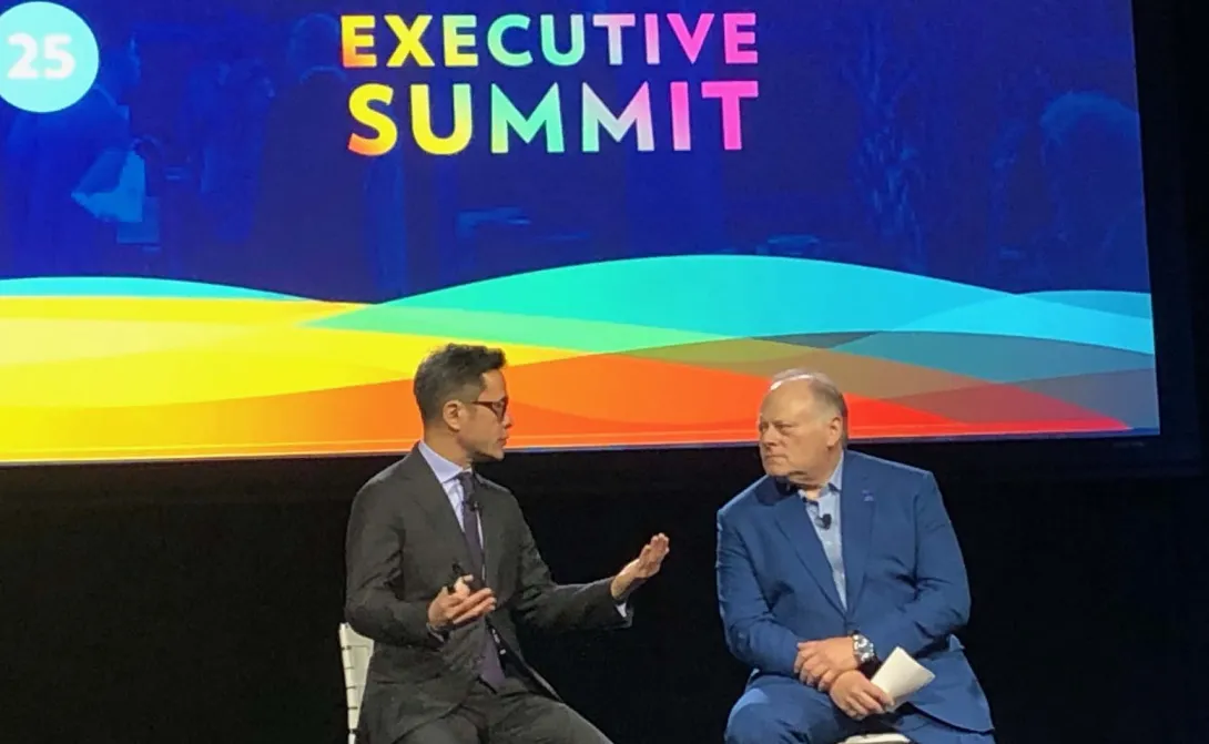 HIMSS President and CEO Hal Wolf and Pierre Le Manh, president and CEO of PMI, at the HIMSS25 Executive Summit.
