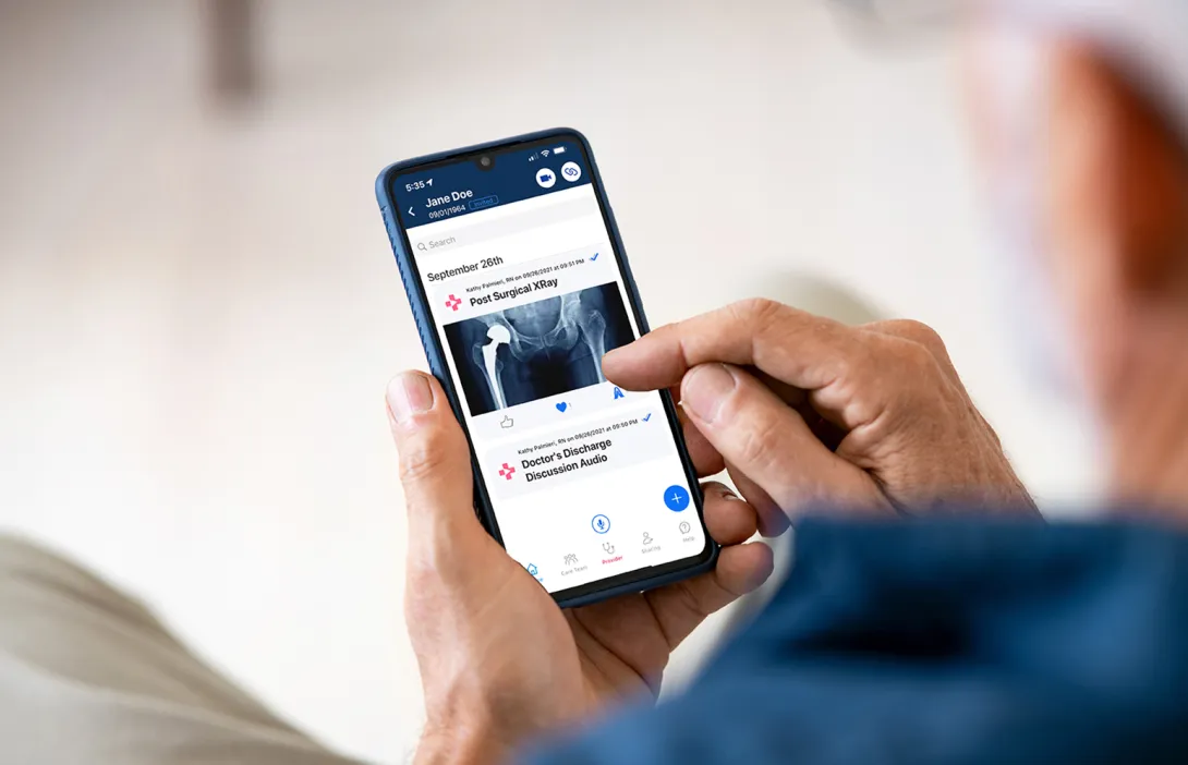 Person using an app on phone. Photo: Courtesy of Playback Health