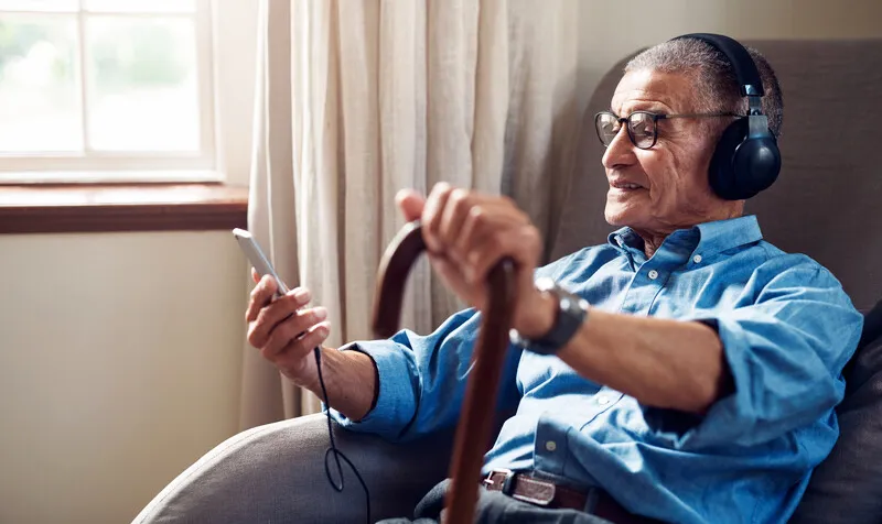 Senior man using smartphone