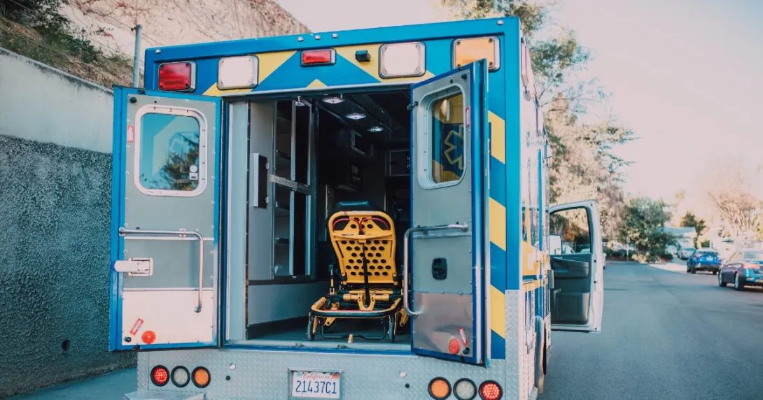 Open back door of ambulance