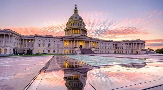 U.S. capitol building at sunset