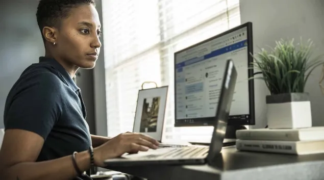 Person looking up health information on a computer