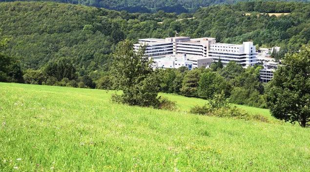 Rural hospital set in fields and forest
