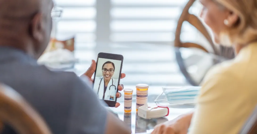 Couple attending telehalth appointment