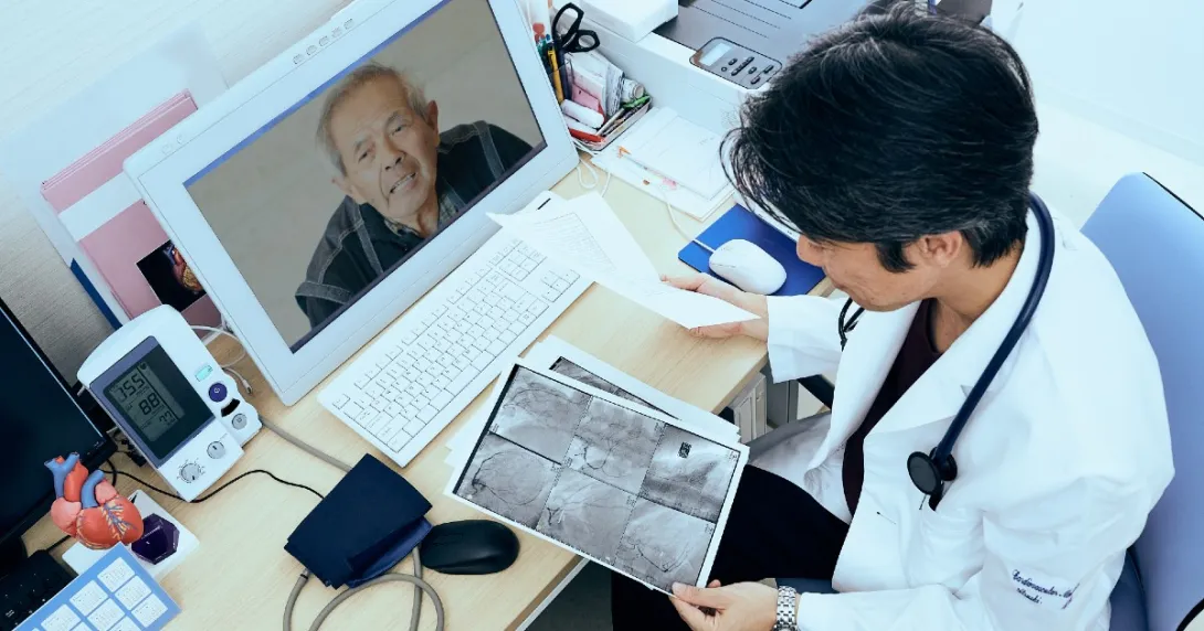 clinician consulting with patient remotely