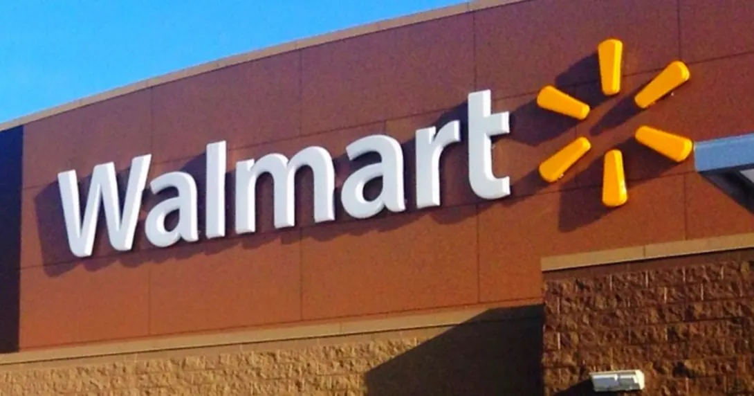 Walmart logo on building
